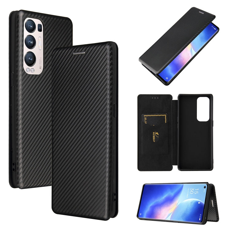For OPPO Find X3 Neo Carbon Fiber Texture Horizontal Flip TPU + PC + PU Leather Case with Card Slot
