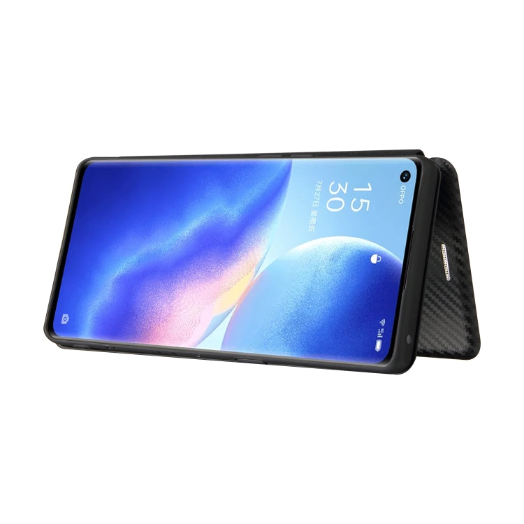 For OPPO Find X3 Neo Carbon Fiber Texture Horizontal Flip TPU + PC + PU Leather Case with Card Slot