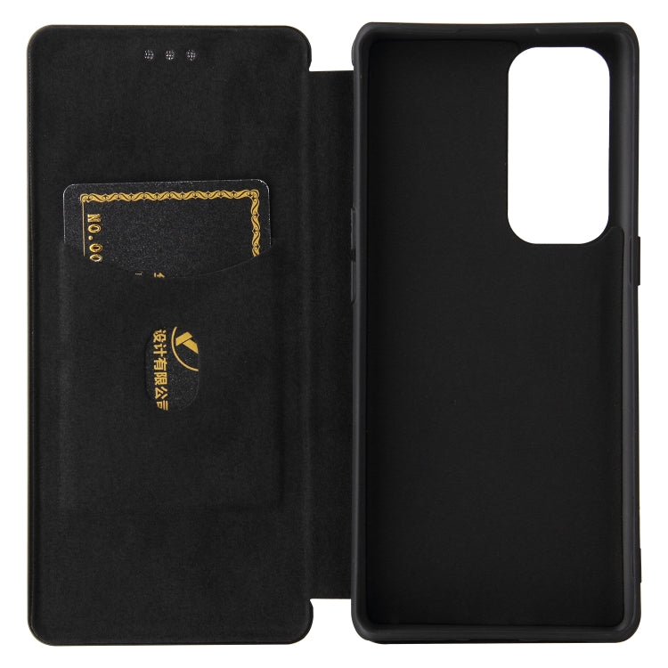 For OPPO Find X3 Neo Carbon Fiber Texture Horizontal Flip TPU + PC + PU Leather Case with Card Slot