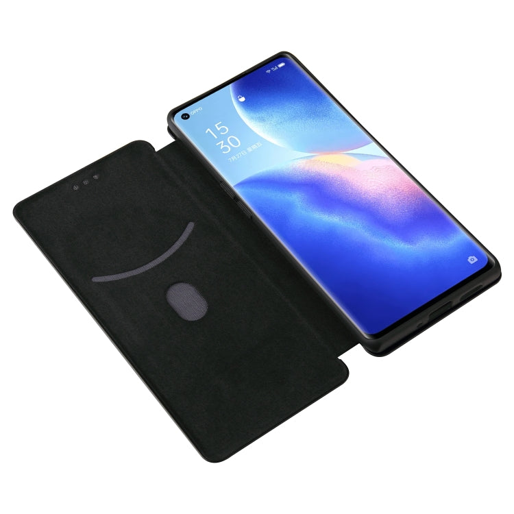 For OPPO Find X3 Neo Carbon Fiber Texture Horizontal Flip TPU + PC + PU Leather Case with Card Slot