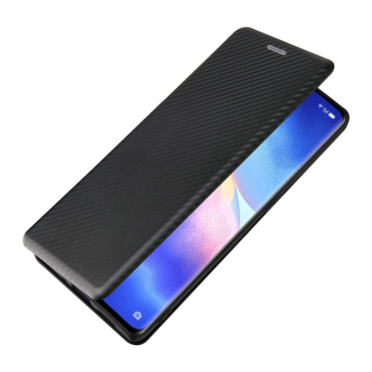 For OPPO Find X3 Neo Carbon Fiber Texture Horizontal Flip TPU + PC + PU Leather Case with Card Slot