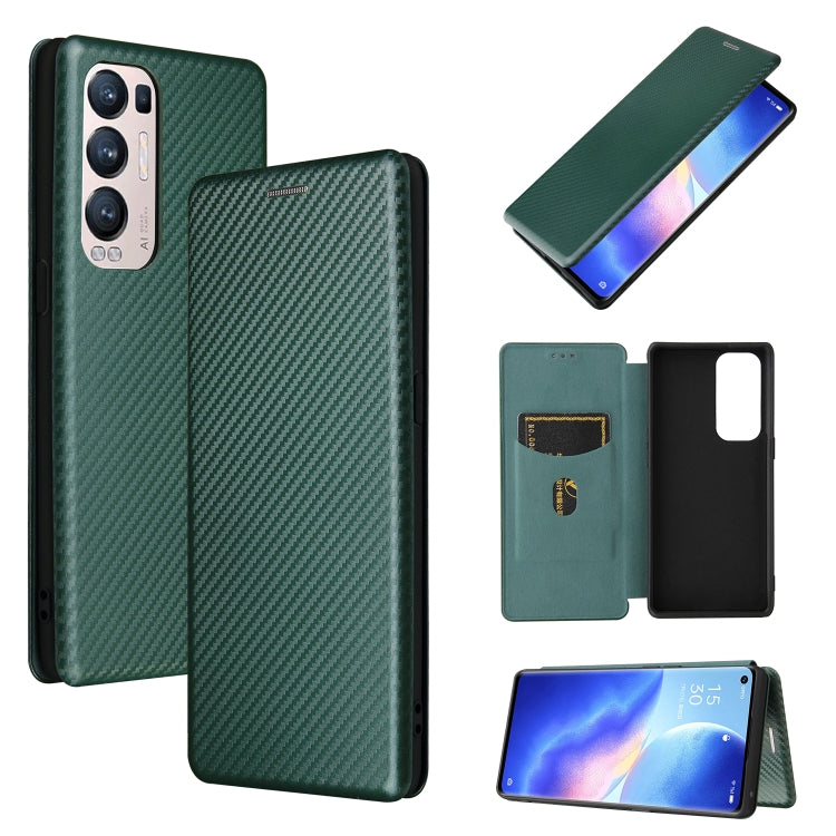 For OPPO Find X3 Neo Carbon Fiber Texture Horizontal Flip TPU + PC + PU Leather Case with Card Slot