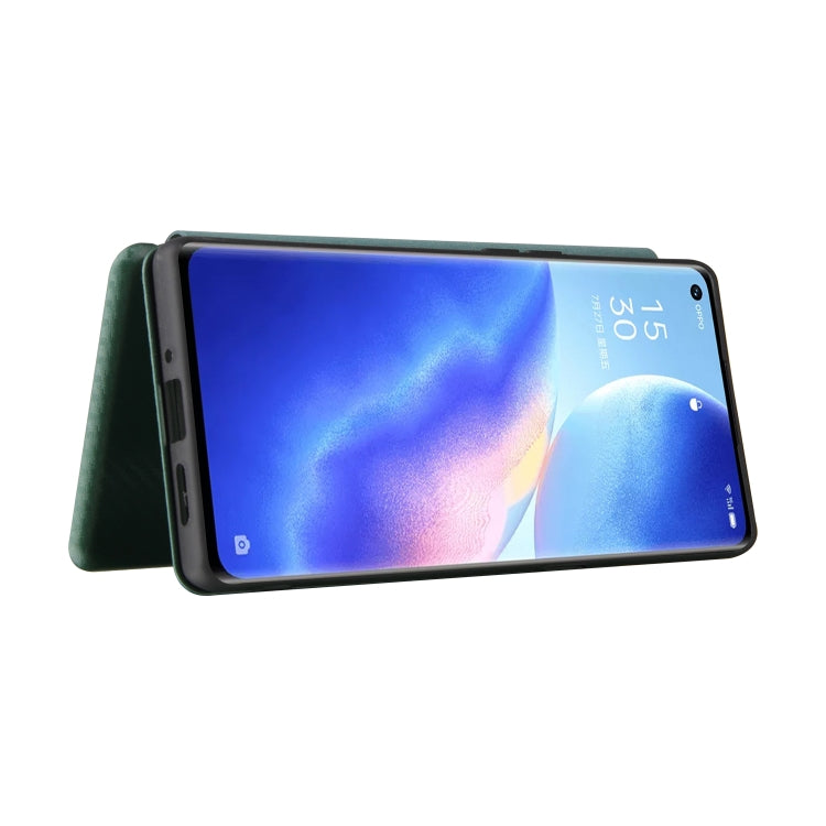 For OPPO Find X3 Neo Carbon Fiber Texture Horizontal Flip TPU + PC + PU Leather Case with Card Slot