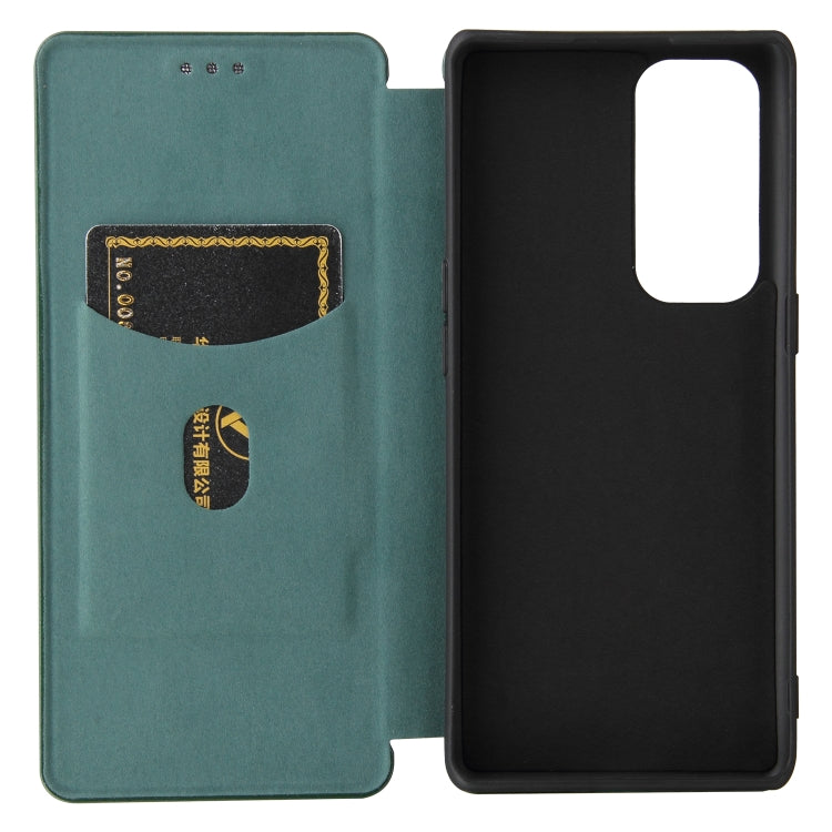 For OPPO Find X3 Neo Carbon Fiber Texture Horizontal Flip TPU + PC + PU Leather Case with Card Slot