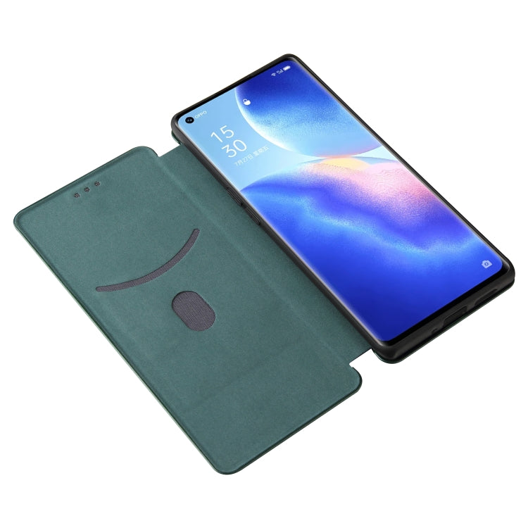 For OPPO Find X3 Neo Carbon Fiber Texture Horizontal Flip TPU + PC + PU Leather Case with Card Slot