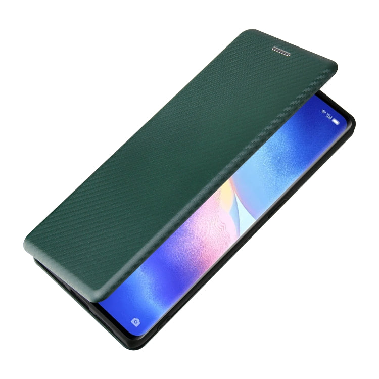 For OPPO Find X3 Neo Carbon Fiber Texture Horizontal Flip TPU + PC + PU Leather Case with Card Slot