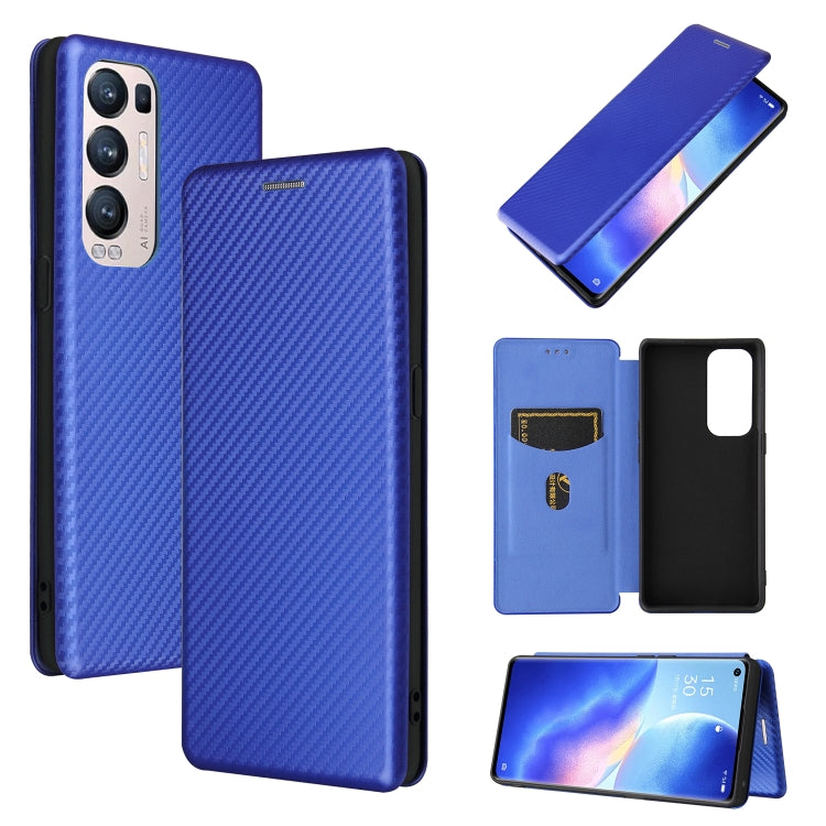 For OPPO Find X3 Neo Carbon Fiber Texture Horizontal Flip TPU + PC + PU Leather Case with Card Slot