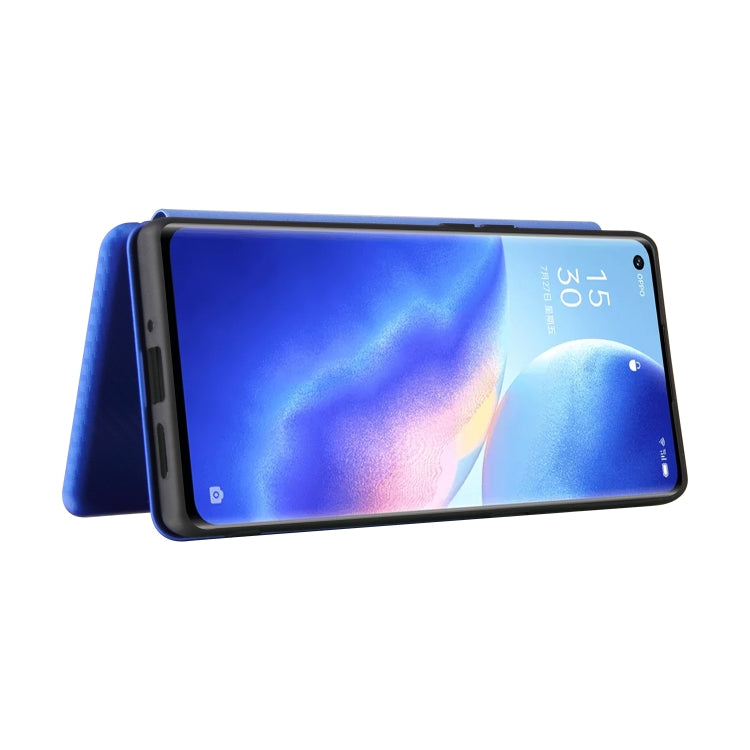 For OPPO Find X3 Neo Carbon Fiber Texture Horizontal Flip TPU + PC + PU Leather Case with Card Slot