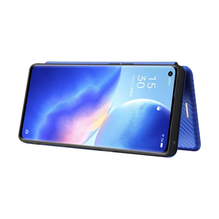 For OPPO Find X3 Neo Carbon Fiber Texture Horizontal Flip TPU + PC + PU Leather Case with Card Slot