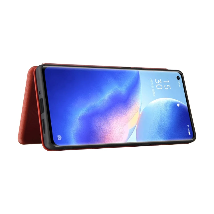 For OPPO Find X3 Neo Carbon Fiber Texture Horizontal Flip TPU + PC + PU Leather Case with Card Slot