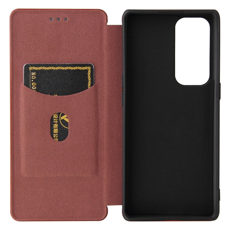 For OPPO Find X3 Neo Carbon Fiber Texture Horizontal Flip TPU + PC + PU Leather Case with Card Slot