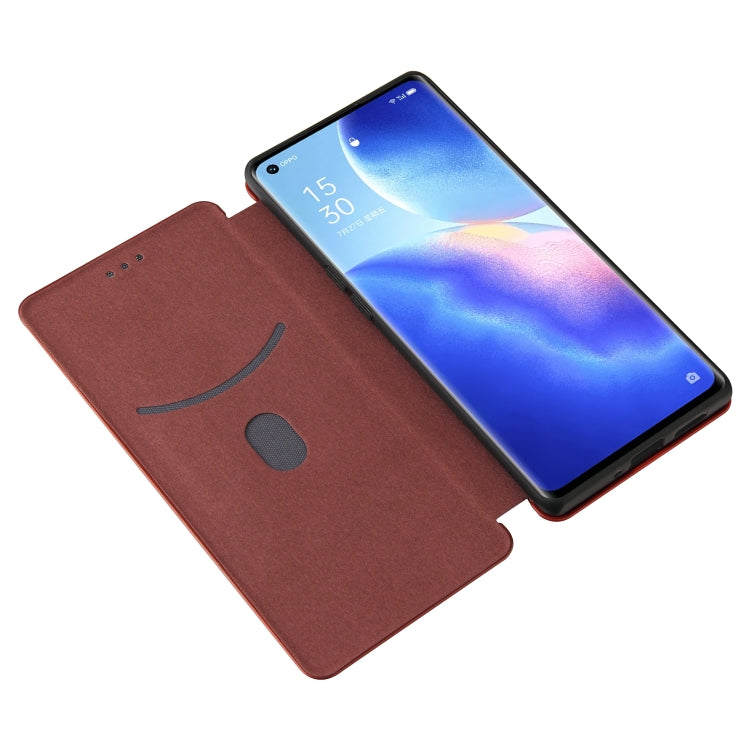 For OPPO Find X3 Neo Carbon Fiber Texture Horizontal Flip TPU + PC + PU Leather Case with Card Slot
