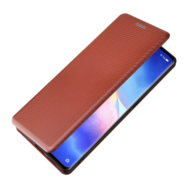 For OPPO Find X3 Neo Carbon Fiber Texture Horizontal Flip TPU + PC + PU Leather Case with Card Slot