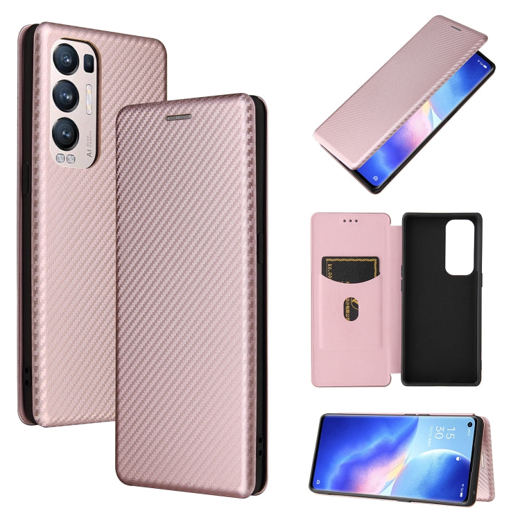 For OPPO Find X3 Neo Carbon Fiber Texture Horizontal Flip TPU + PC + PU Leather Case with Card Slot