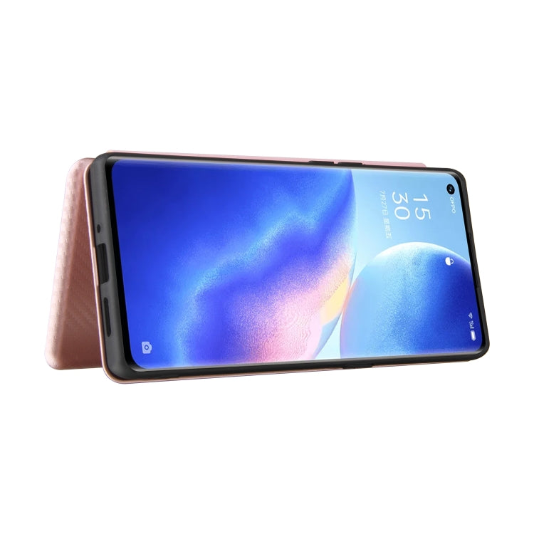 For OPPO Find X3 Neo Carbon Fiber Texture Horizontal Flip TPU + PC + PU Leather Case with Card Slot