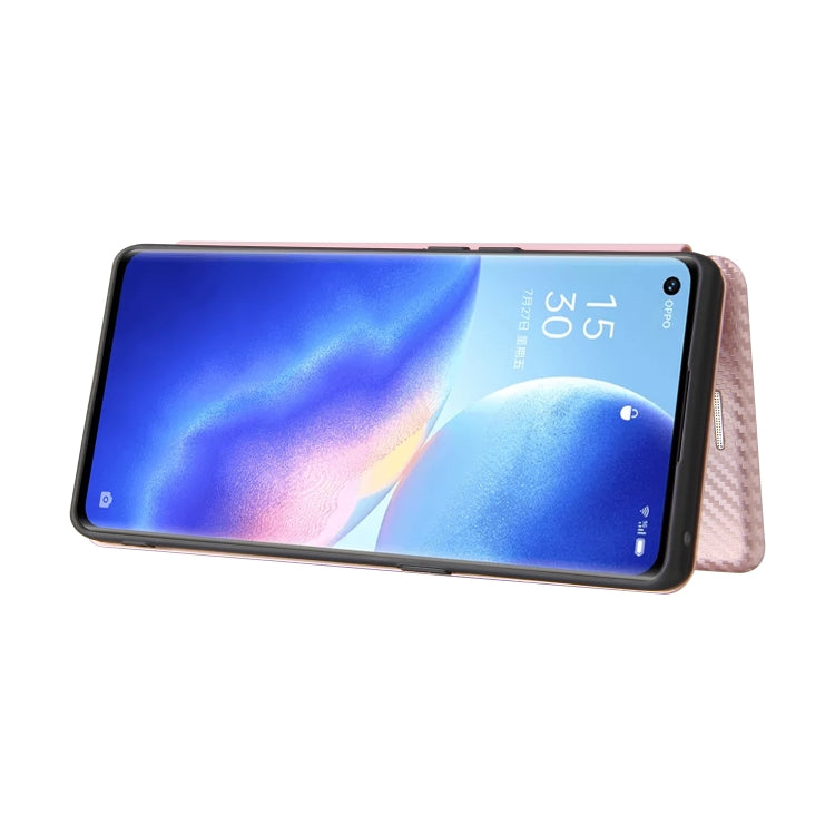 For OPPO Find X3 Neo Carbon Fiber Texture Horizontal Flip TPU + PC + PU Leather Case with Card Slot