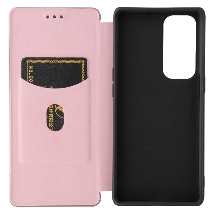 For OPPO Find X3 Neo Carbon Fiber Texture Horizontal Flip TPU + PC + PU Leather Case with Card Slot