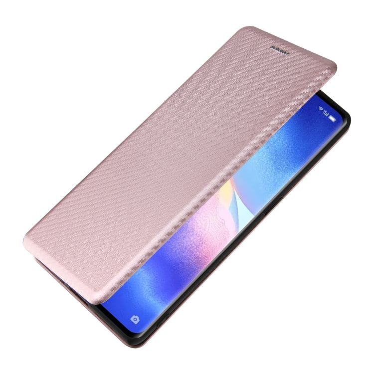 For OPPO Find X3 Neo Carbon Fiber Texture Horizontal Flip TPU + PC + PU Leather Case with Card Slot