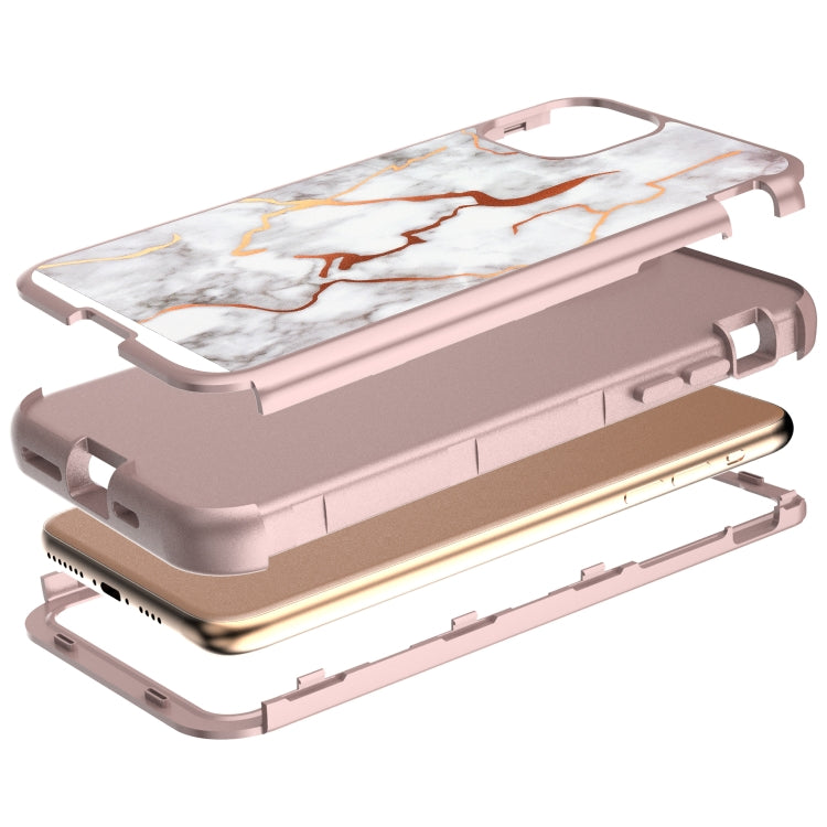 For iPhone 11 Pro Max Electroplated IMD Full Coverage Shockproof PC + Skin + Silicon Case