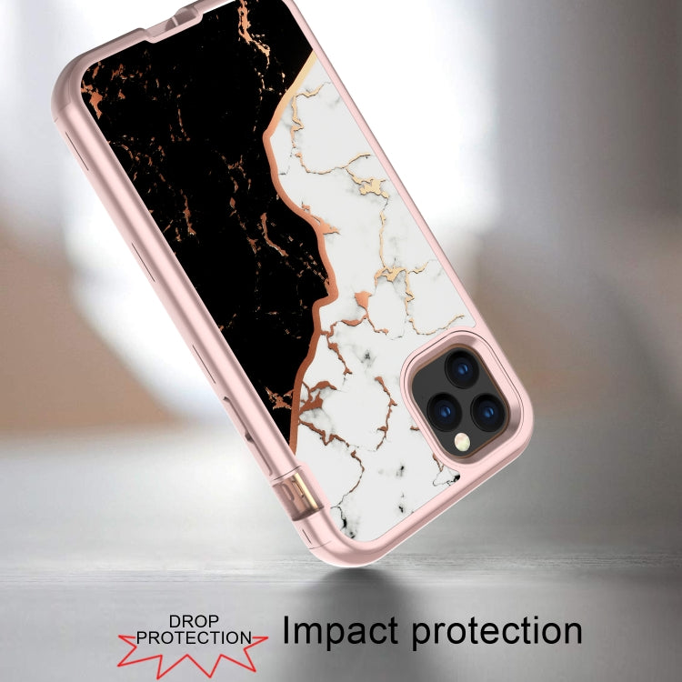 For iPhone 11 Pro Max Electroplated IMD Full Coverage Shockproof PC + Skin + Silicon Case
