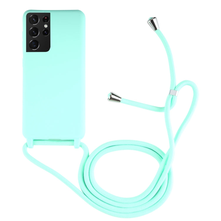 For Samsung Galaxy S21 Ultra 5G Candy Colors TPU Protective Case with Lanyard