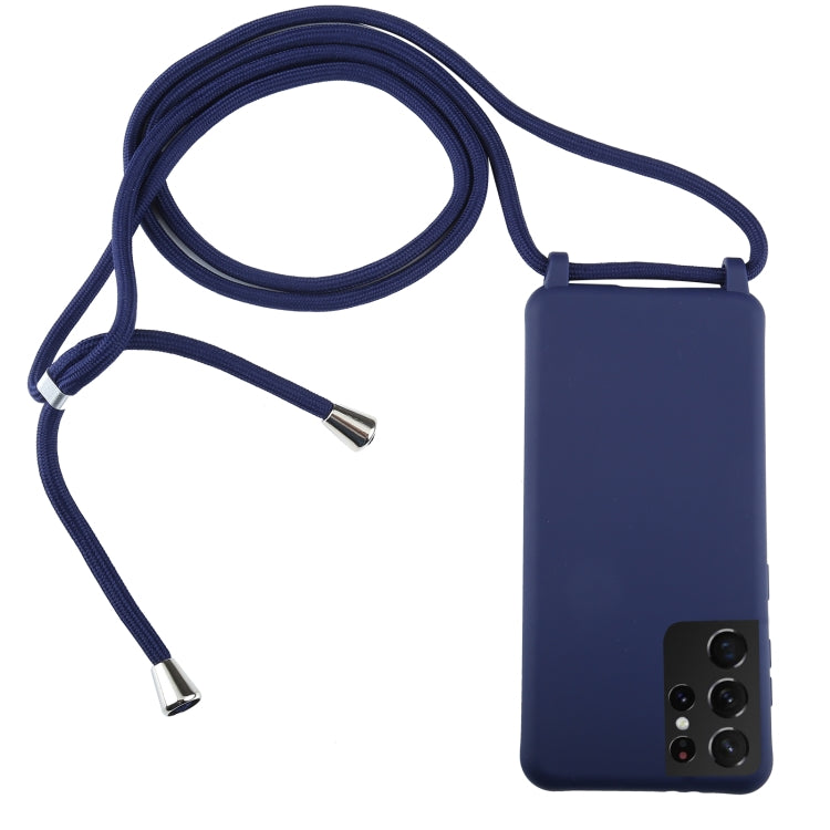 For Samsung Galaxy S21 Ultra 5G Candy Colors TPU Protective Case with Lanyard