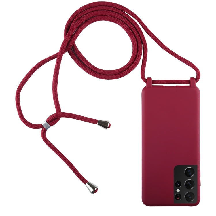For Samsung Galaxy S21 Ultra 5G Candy Colors TPU Protective Case with Lanyard
