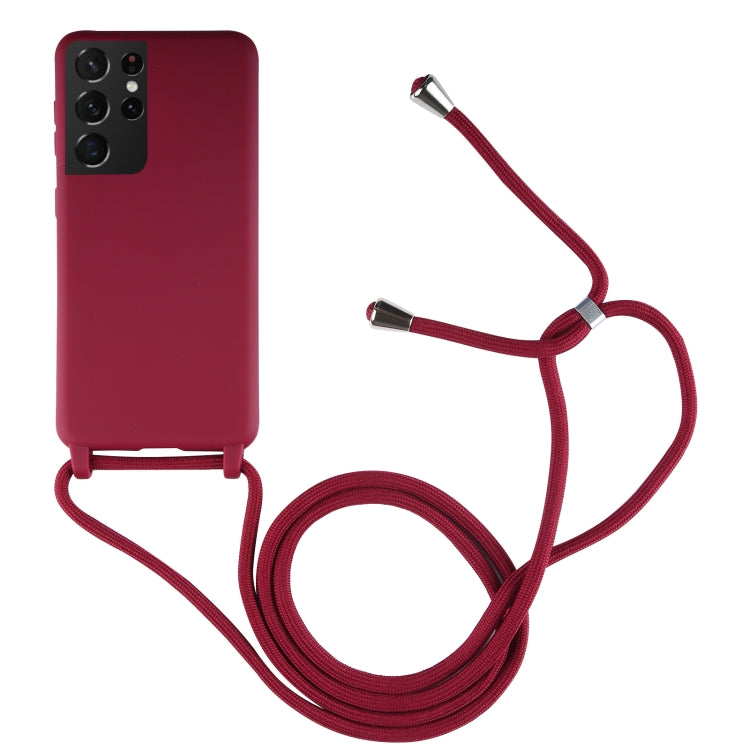 For Samsung Galaxy S21 Ultra 5G Candy Colors TPU Protective Case with Lanyard