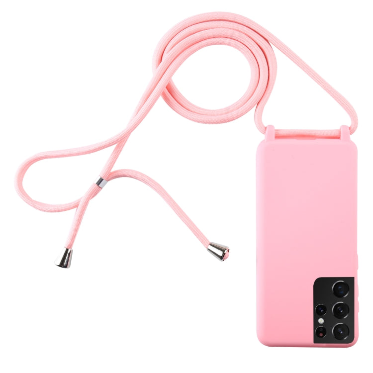 For Samsung Galaxy S21 Ultra 5G Candy Colors TPU Protective Case with Lanyard