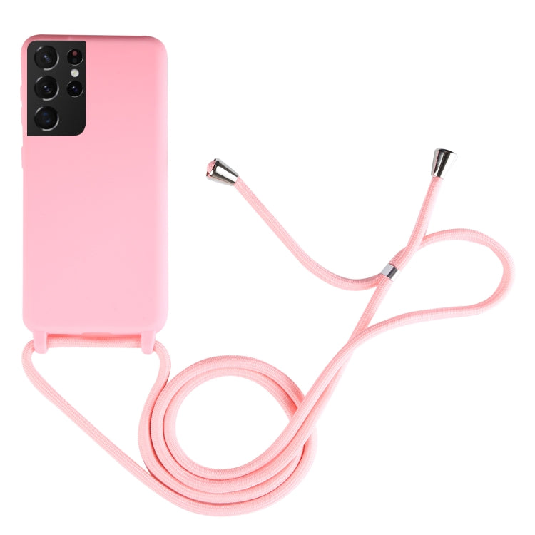 For Samsung Galaxy S21 Ultra 5G Candy Colors TPU Protective Case with Lanyard