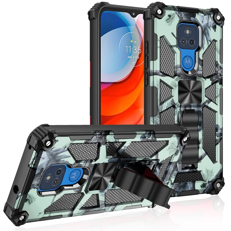 For Motorola Moto G Play (2021) Camouflage Armor Shockproof TPU + PC Magnetic Protective Case with Holder