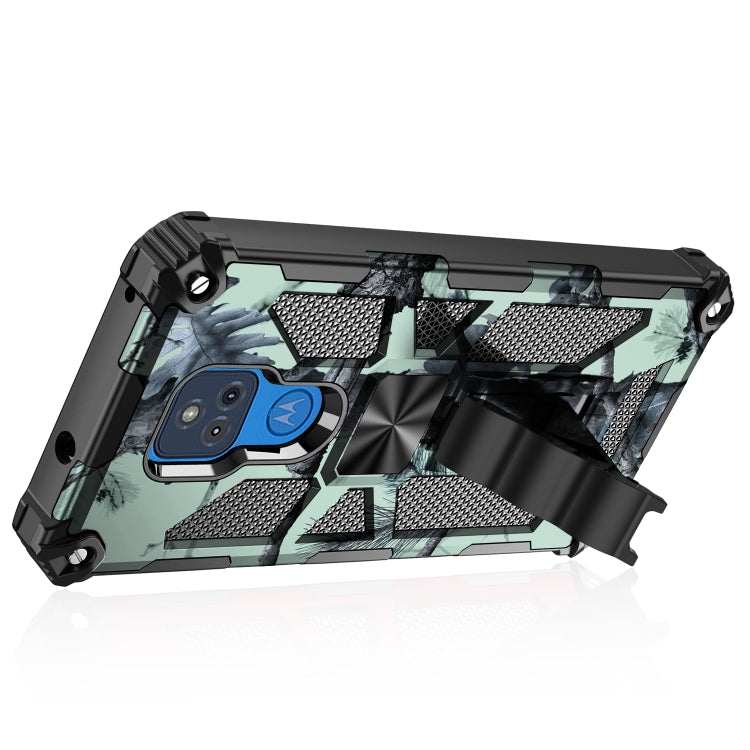 For Motorola Moto G Play (2021) Camouflage Armor Shockproof TPU + PC Magnetic Protective Case with Holder