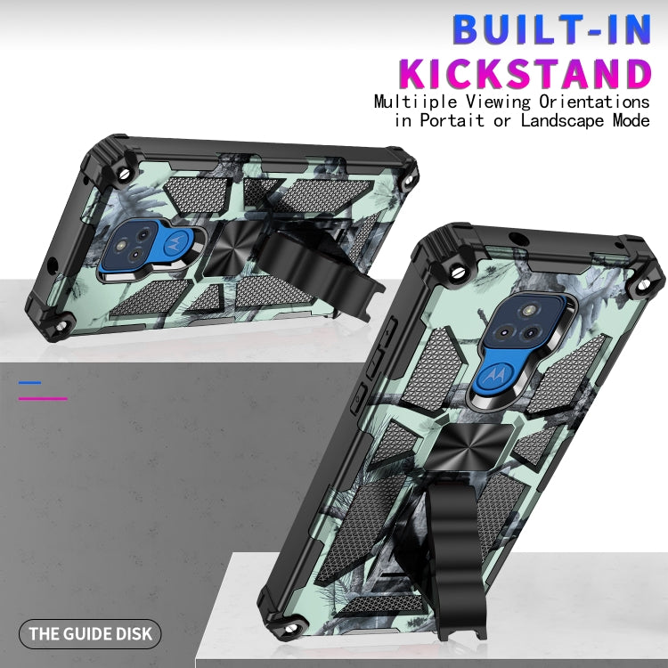 For Motorola Moto G Play (2021) Camouflage Armor Shockproof TPU + PC Magnetic Protective Case with Holder