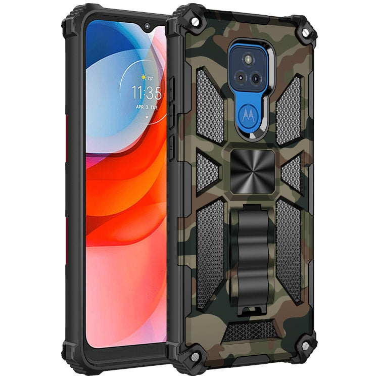 For Motorola Moto G Play (2021) Camouflage Armor Shockproof TPU + PC Magnetic Protective Case with Holder