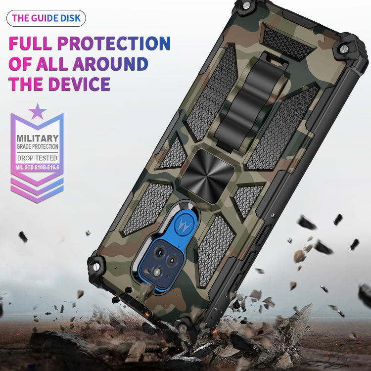 For Motorola Moto G Play (2021) Camouflage Armor Shockproof TPU + PC Magnetic Protective Case with Holder