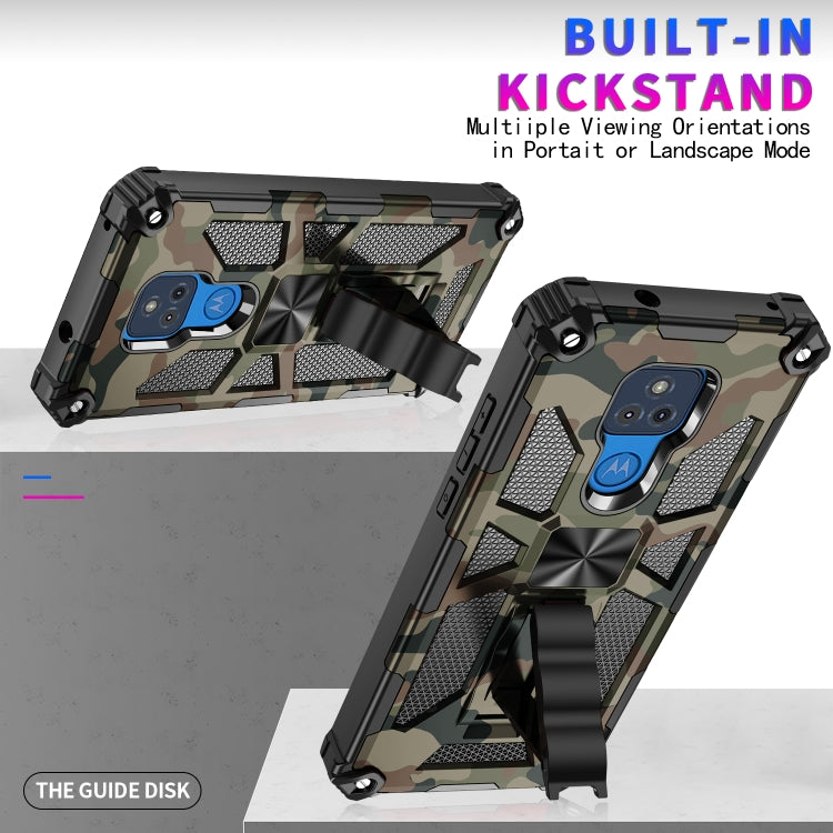 For Motorola Moto G Play (2021) Camouflage Armor Shockproof TPU + PC Magnetic Protective Case with Holder