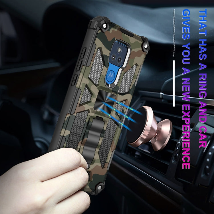 For Motorola Moto G Play (2021) Camouflage Armor Shockproof TPU + PC Magnetic Protective Case with Holder