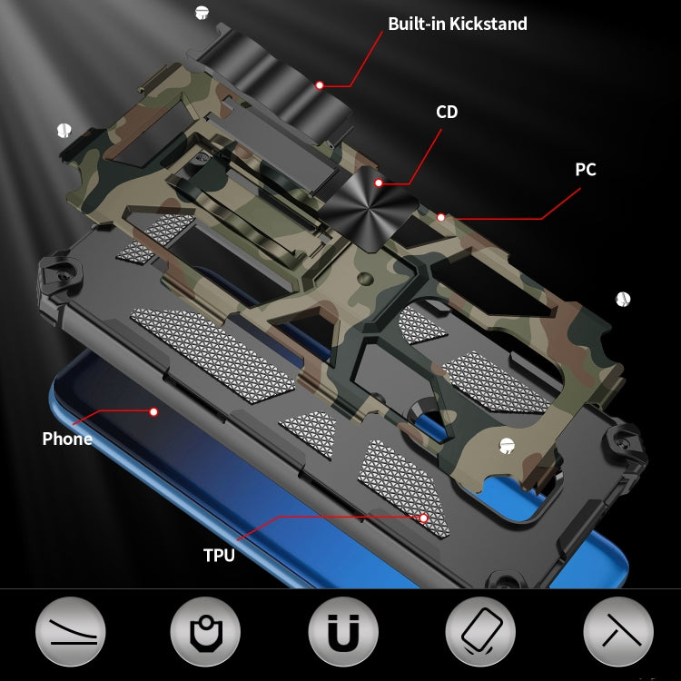 For Motorola Moto G Play (2021) Camouflage Armor Shockproof TPU + PC Magnetic Protective Case with Holder