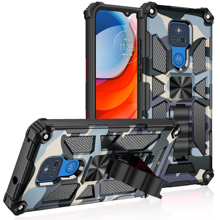 For Motorola Moto G Play (2021) Camouflage Armor Shockproof TPU + PC Magnetic Protective Case with Holder