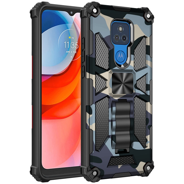 For Motorola Moto G Play (2021) Camouflage Armor Shockproof TPU + PC Magnetic Protective Case with Holder
