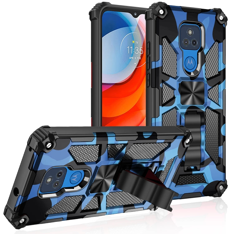 For Motorola Moto G Play (2021) Camouflage Armor Shockproof TPU + PC Magnetic Protective Case with Holder