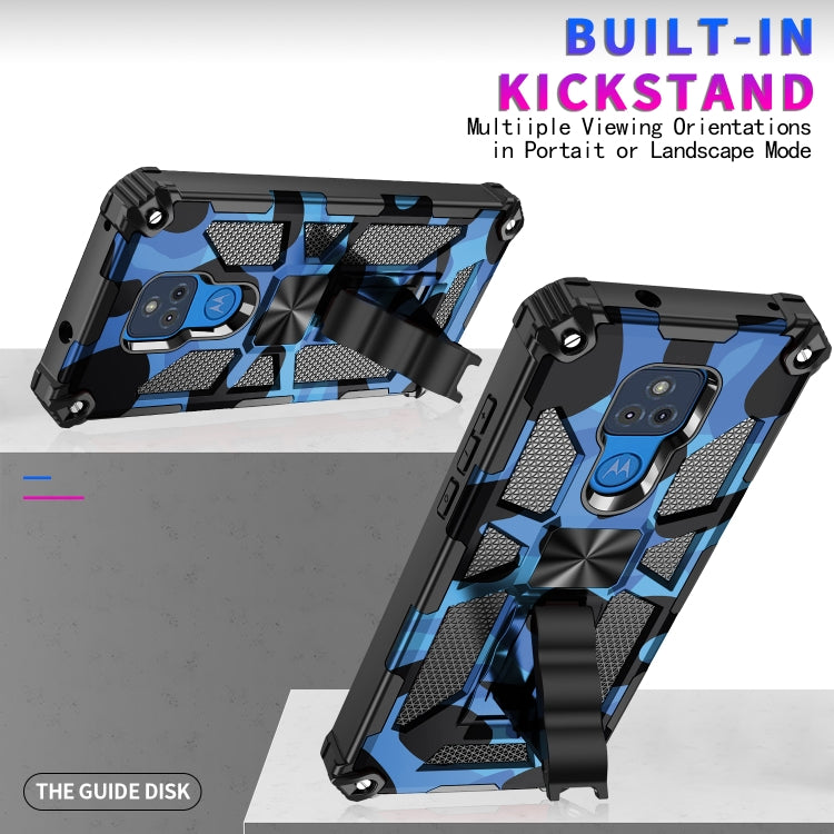 For Motorola Moto G Play (2021) Camouflage Armor Shockproof TPU + PC Magnetic Protective Case with Holder