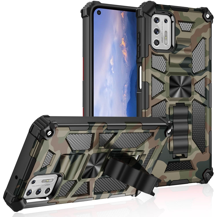 For Motorola Moto G Stylus (2021) Camouflage Armor Shockproof TPU + PC Magnetic Protective Case with Holder