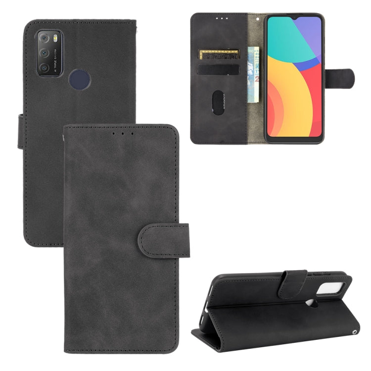 For alcatel 1S (2021) Solid Color Skin Feel Magnetic Buckle Horizontal Flip Calf Texture PU Leather Case with Holder & Card Slots & Wallet