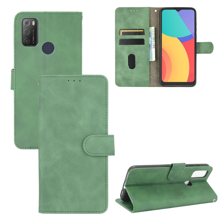 For alcatel 1S (2021) Solid Color Skin Feel Magnetic Buckle Horizontal Flip Calf Texture PU Leather Case with Holder & Card Slots & Wallet