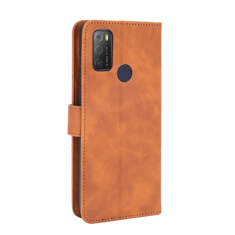 For alcatel 1S (2021) Solid Color Skin Feel Magnetic Buckle Horizontal Flip Calf Texture PU Leather Case with Holder & Card Slots & Wallet