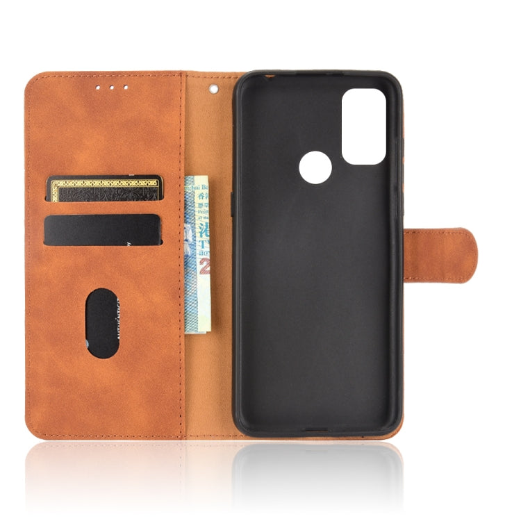 For alcatel 1S (2021) Solid Color Skin Feel Magnetic Buckle Horizontal Flip Calf Texture PU Leather Case with Holder & Card Slots & Wallet