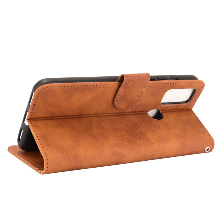 For alcatel 1S (2021) Solid Color Skin Feel Magnetic Buckle Horizontal Flip Calf Texture PU Leather Case with Holder & Card Slots & Wallet