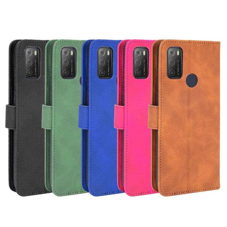 For alcatel 1S (2021) Solid Color Skin Feel Magnetic Buckle Horizontal Flip Calf Texture PU Leather Case with Holder & Card Slots & Wallet