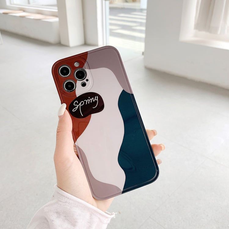 For iPhone 12 mini Color Block Stitching Straight Edge King Kong IMD Shockproof Case